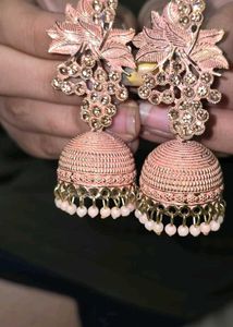 Pink Jhumka Earrings