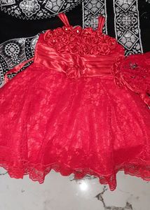 Party wear Red Frock for Kid Girls
