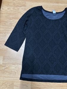 Women Top - Black With Self Design