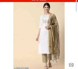 Cotton Blend Sequence Kurta Pant Dupatta Set For W