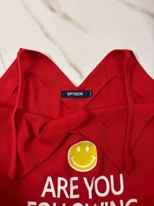 Red &#39;Are You Following Smiley?&#39; Dress
