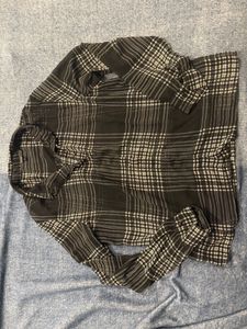 Black Plaid Button-Up Shirt