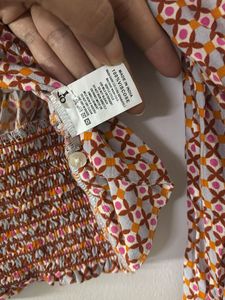 Printed Lapel Collar Crop Shirt