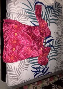 Pink Bandhani short kurti