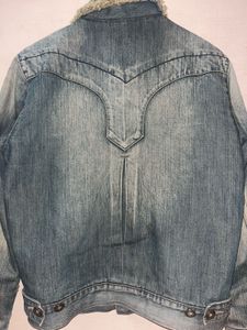 Denim Jacket with Fur Collar