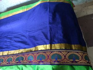 BrandNew ElegantBlue&amp;Green SilkSaree+UnsticheBlous