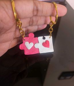 Matching Heart Puzzle &amp; Yin Yang Cat Keychains