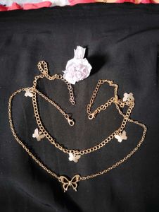 Brownz Butterfly Layered Necklace