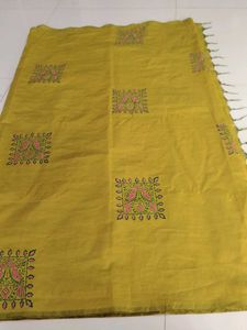 Olive Green Cotton saree