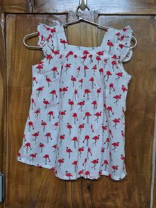 Cute Flamingo Print Frock ( Avl Sizes 2-7 Years)