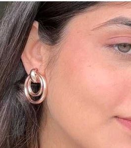 Gold Circle Drop Earrings
