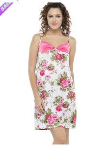 Pink Floral satin nighty with Robe