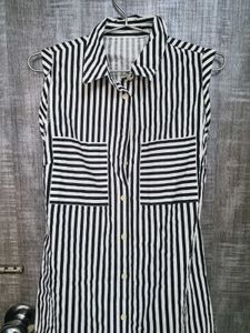Black &amp; White Striped Mini Dress