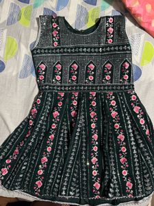 Elegant Green Floral Party Frock