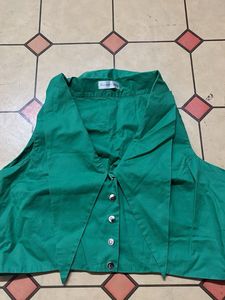 Vintage Green Statement Collar Top