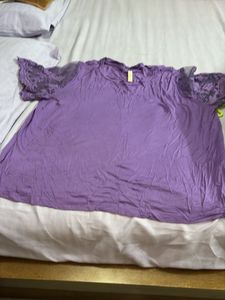 Purple Lace Sleeve Top