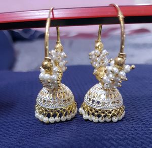 Golden &amp; White pearl Earring