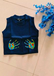 Handprint Ribbed Crop Top