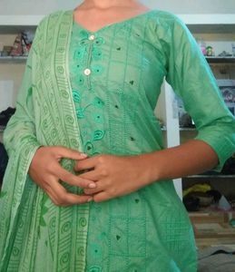Green Embroidered Kurta Set