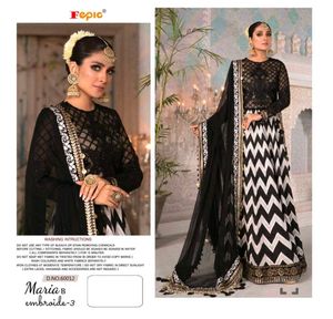 Maria B Style Black & White Embroidered Gown
