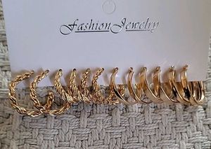 Gold Hoop Earring Set - 6 Pairs