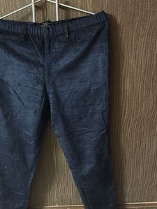 Navy Velvet Pull-On Pants