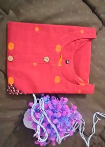 Red Colour Cotton Krta