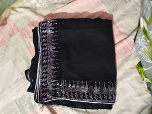 Elegant Black Embellished Saree