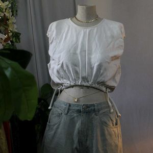 Zara White Sleeveless Crop Top