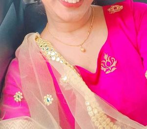 Pink frock with gold zari work
