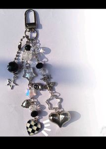 Heart &amp; Star Charm Keychain