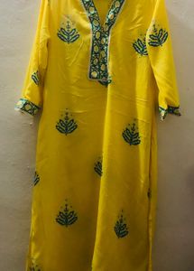 Yellow Embroidered Kurta
