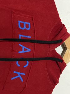 Red Full Slive Crop Top With Cap