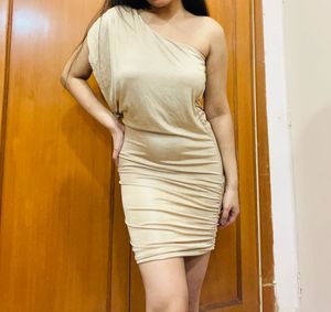 Golden One Shoulder Mini Dress