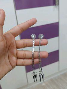 Silver Dangle Spike Earrings