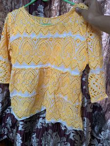 Cute Yellow Net Top