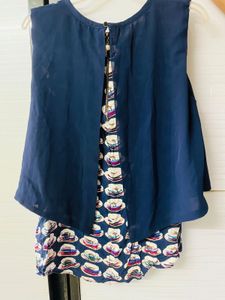 Unique Navy &amp; Printed Top