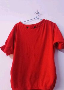 Red Eyelet Top