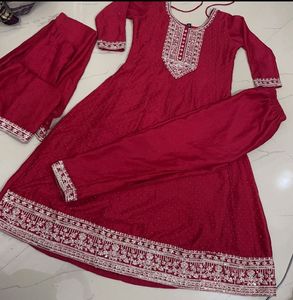 Elegant Mazenta Pink Embroidered Anarkali