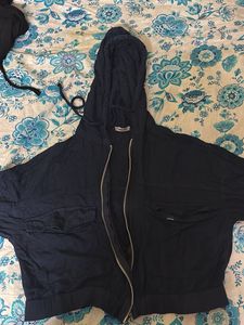 Nuon by Westside Navy Blue Crop Jacket Top | Zip &