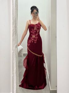 Burgundy Embellished Gown