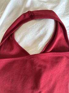 cherry red halter neck top