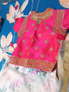 Lehenga Top With Netted Dupatta