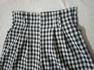 Gingham High-Waisted Wide Leg Pants