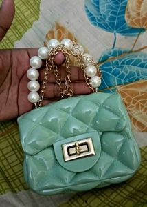 Mint Quilted Mini Top Handle Bag