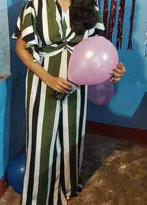 Jump Suit (Green And White Combination)