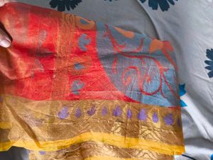 Elegant Orange &amp; Red Saree