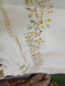 White And Gold Heavy Work Sarees