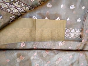 Peach Cotton Khada Kapda Saree With Embroidery Work Party Wear Border Work