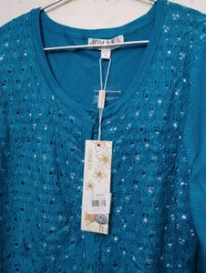 Teal Embellished Cardigan